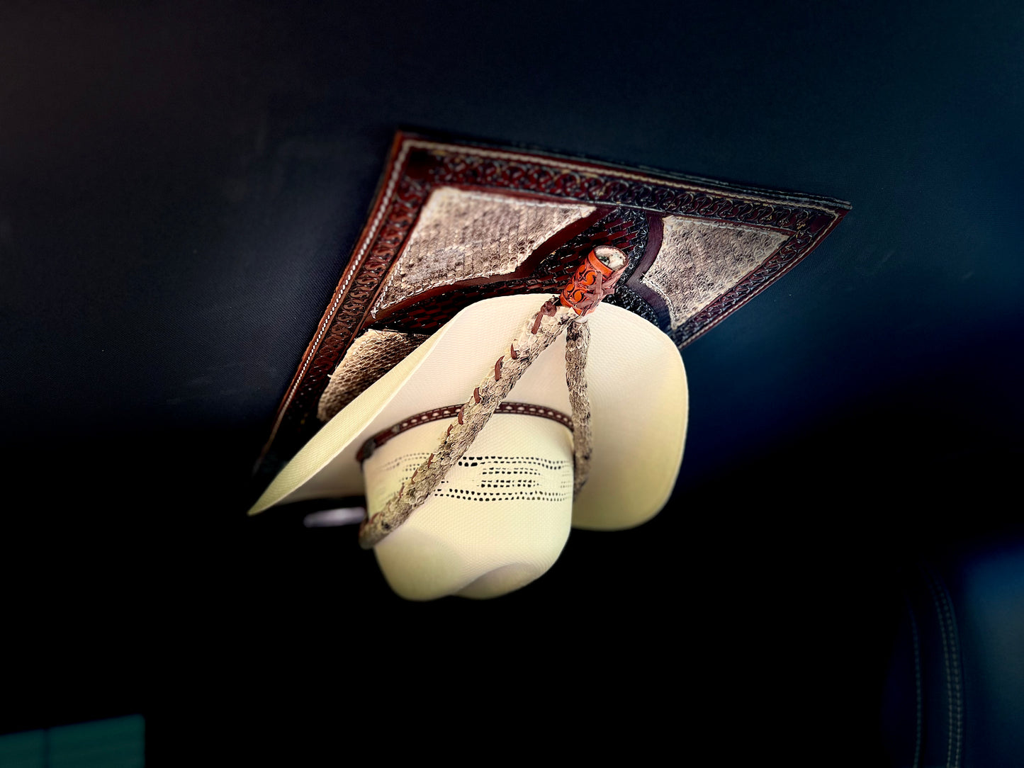Jesse Marroquin’s Rattlesnake Gun Holster, Mag, & Knife Sheath Cowboy Hat Rack