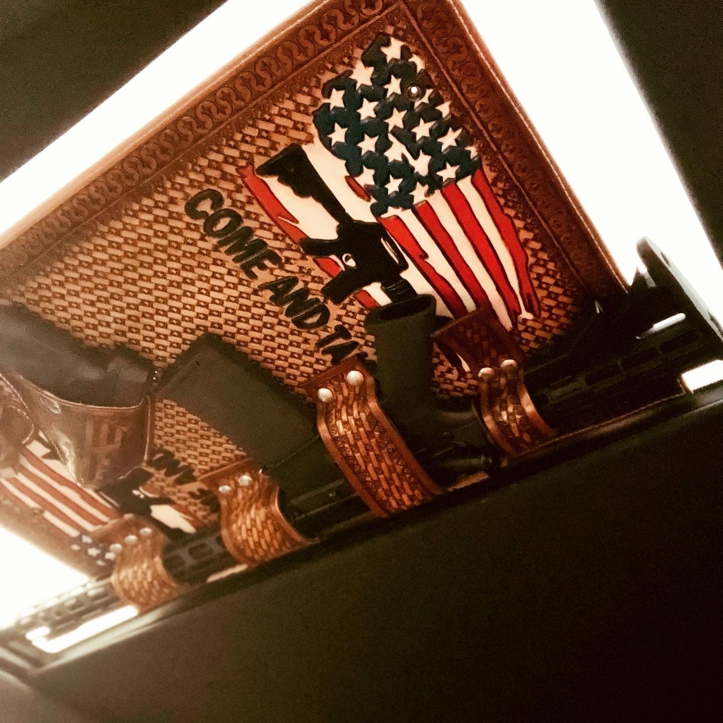 JM All American Gun Holster Cowboy Hat Rack - JM Ranch Snap Racks