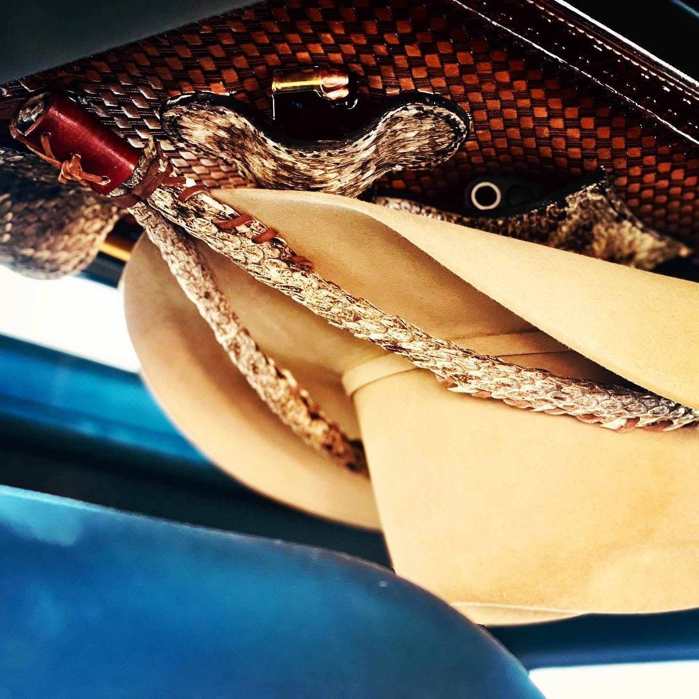 JM Mares Leg Rattlesnake Gun Holster Cowboy Hat Rack Edition - JM Ranch Snap Racks