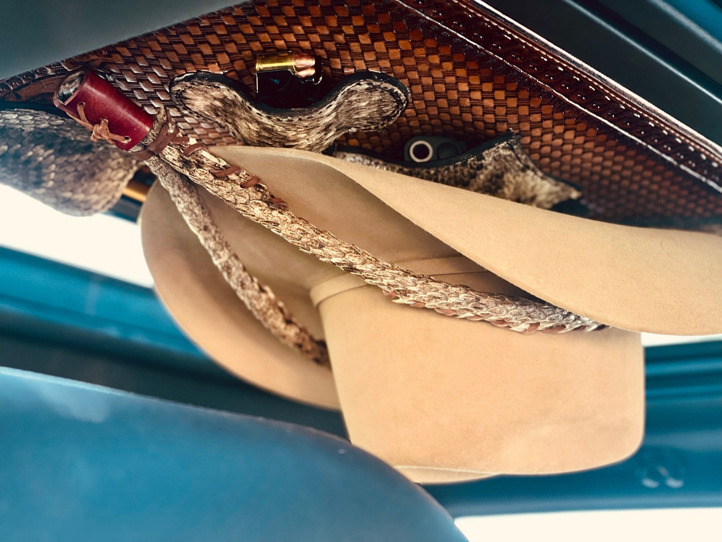 JM Mares Leg Rattlesnake Gun Holster Cowboy Hat Rack Edition - JM Ranch Snap Racks