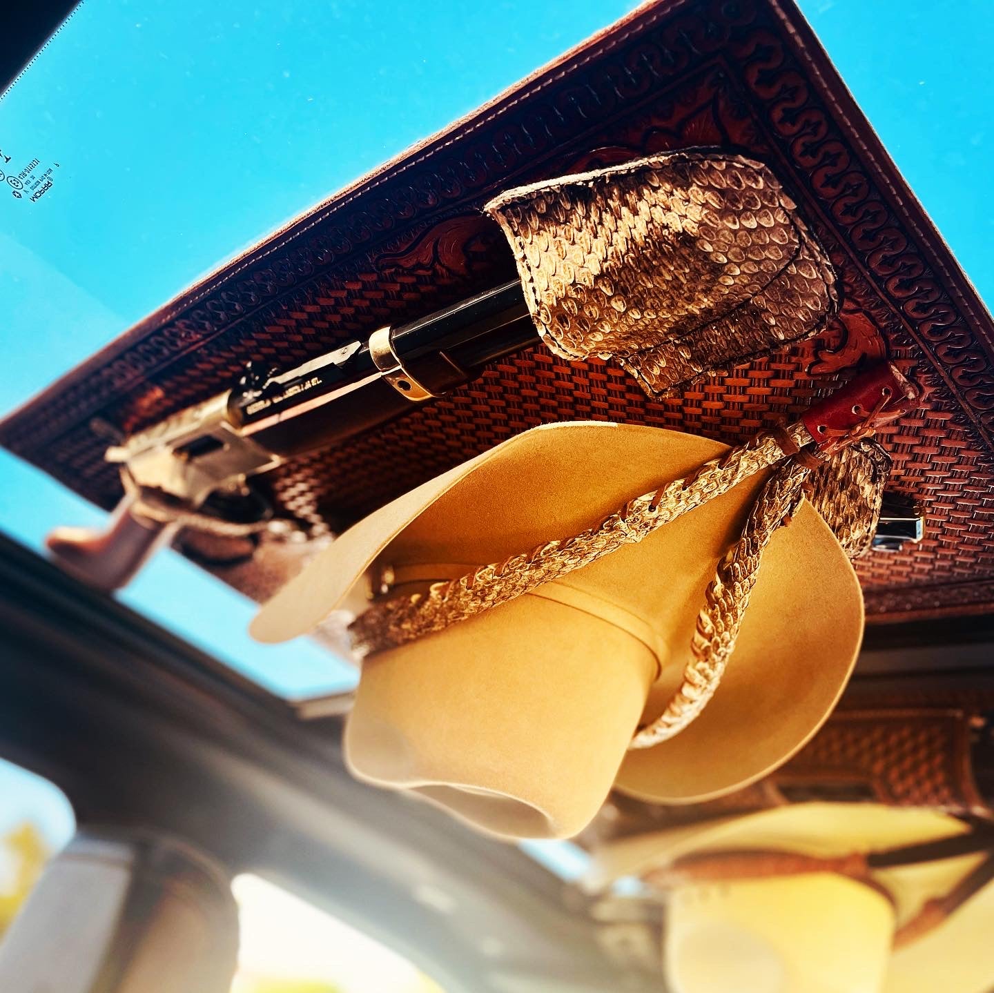 JM Mares Leg Rattlesnake Gun Holster Cowboy Hat Rack Edition - JM Ranch Snap Racks