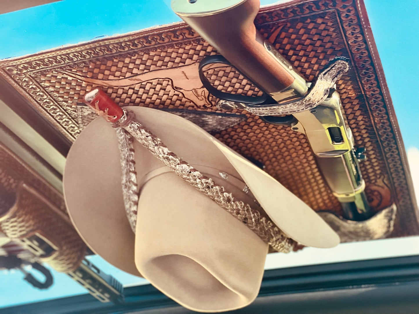 JM Mares Leg Rattlesnake Gun Holster Cowboy Hat Rack Edition - JM Ranch Snap Racks