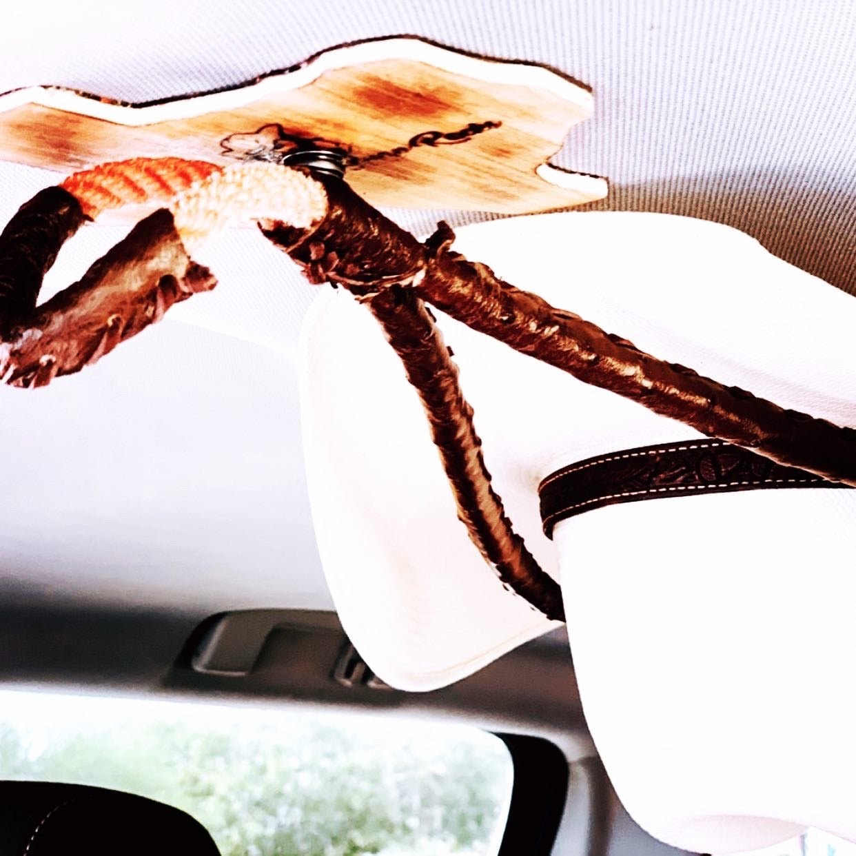 JM Ostrich Brown Edition Cowboy Hat Rack. - JM Ranch Snap Racks