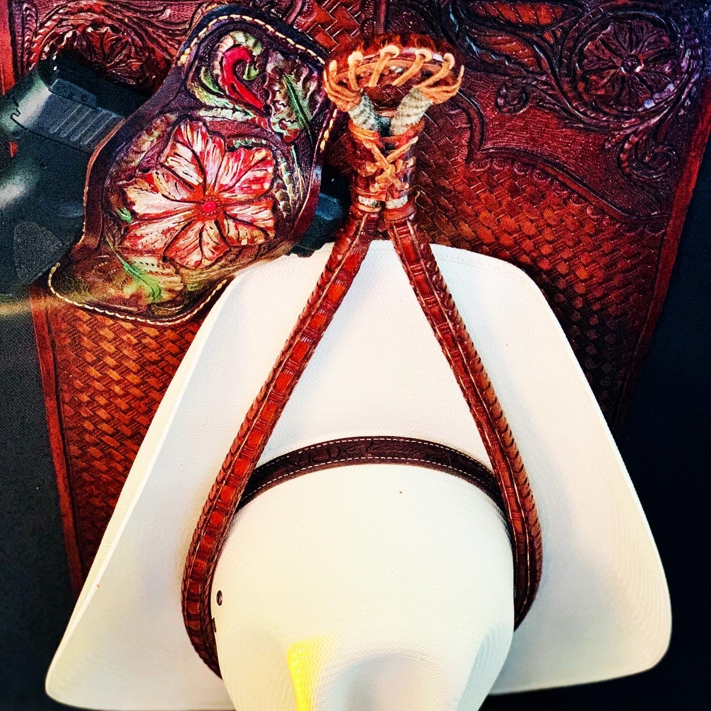 JM Tooled Serpentine Edition Cowboy Hat Rack - JM Ranch Snap Racks