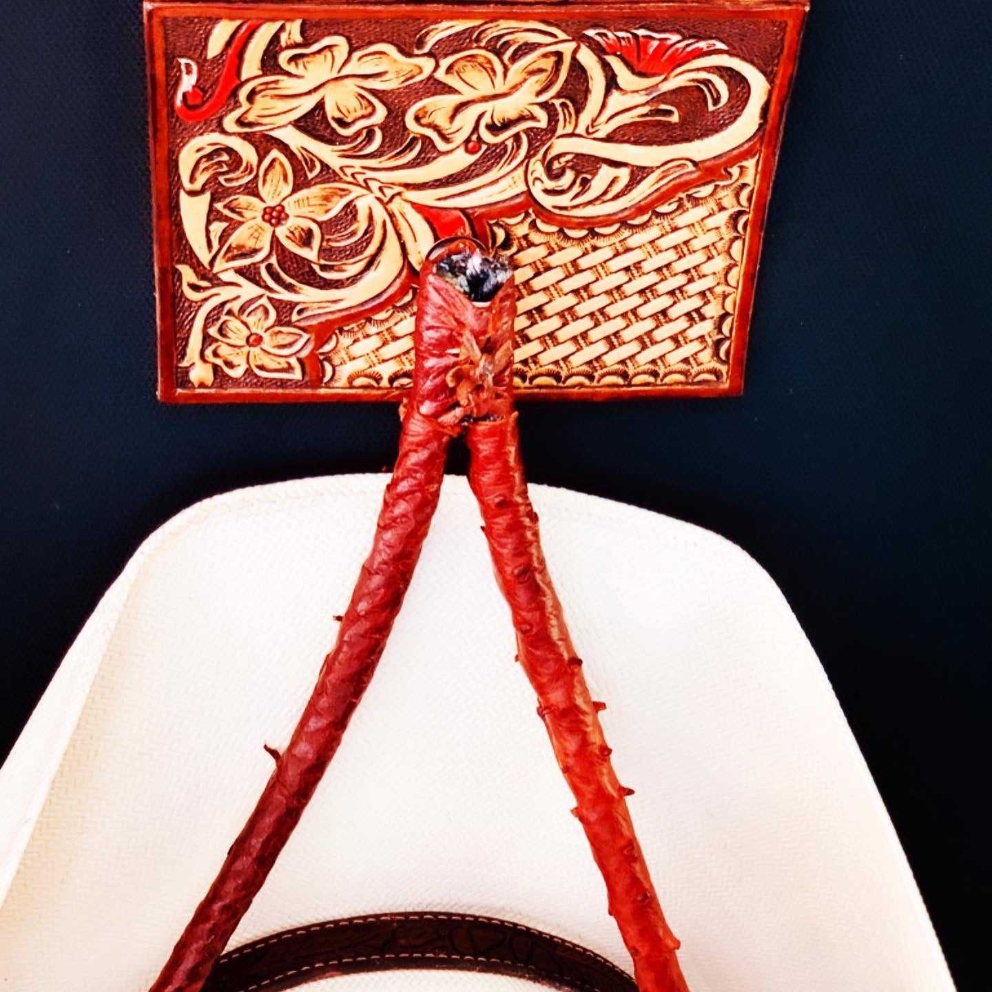 JM Brush Roper Ostrich Edition Cowboy Hat Rack - JM Ranch Snap Racks ...