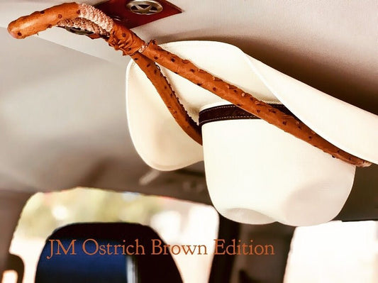 JM Ostrich Cognac Edition Cowboy Hat Rack - JM Ranch Snap Racks